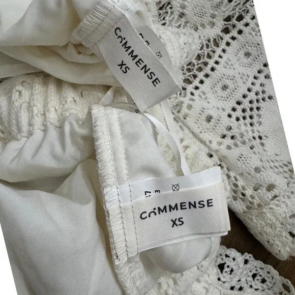 COMMENSE White Lace Cropped Bell Sleeve‎ Mini Skirt Set XS - Picture 3 of 8